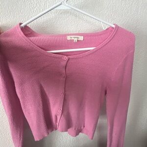 Pink Button-Up Cardigan